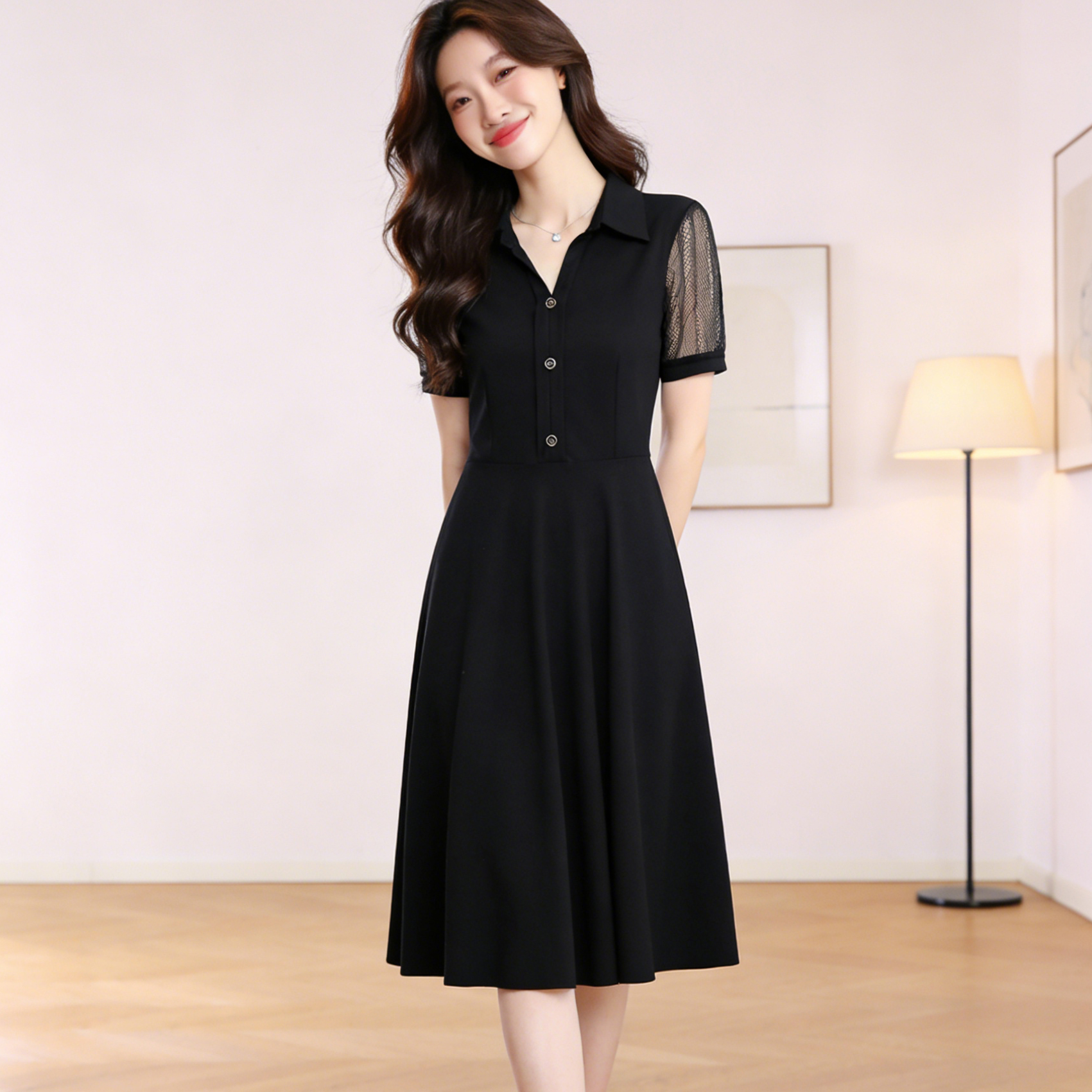 2026-summer-new-womens-plus-size-slimming-hollow-lace-short-sleeve-midi-dress_2 2026 Summer New Women's Plus Size Slimming Hollow Lace Short Sleeve Midi Dress