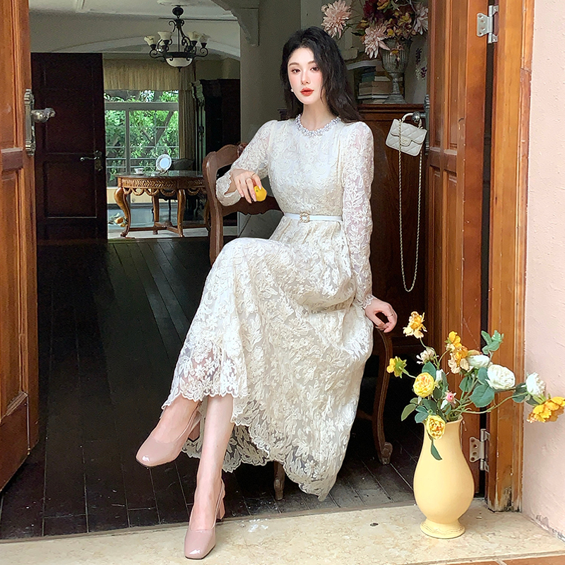 elegant-hollow-out-embroidered-beaded-long-sleeve-lace-dress-with-waist_3 Elegant Hollow-Out Embroidered Beaded Long-Sleeve Lace Dress with Waist