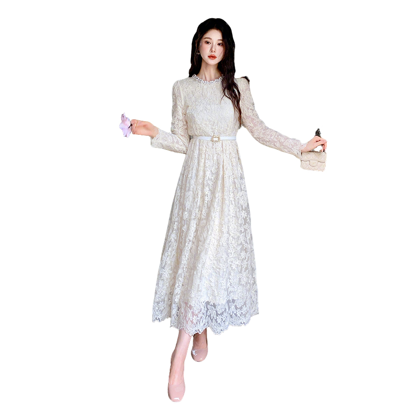 elegant-hollow-out-embroidered-beaded-long-sleeve-lace-dress-with-waist_4 Elegant Hollow-Out Embroidered Beaded Long-Sleeve Lace Dress with Waist