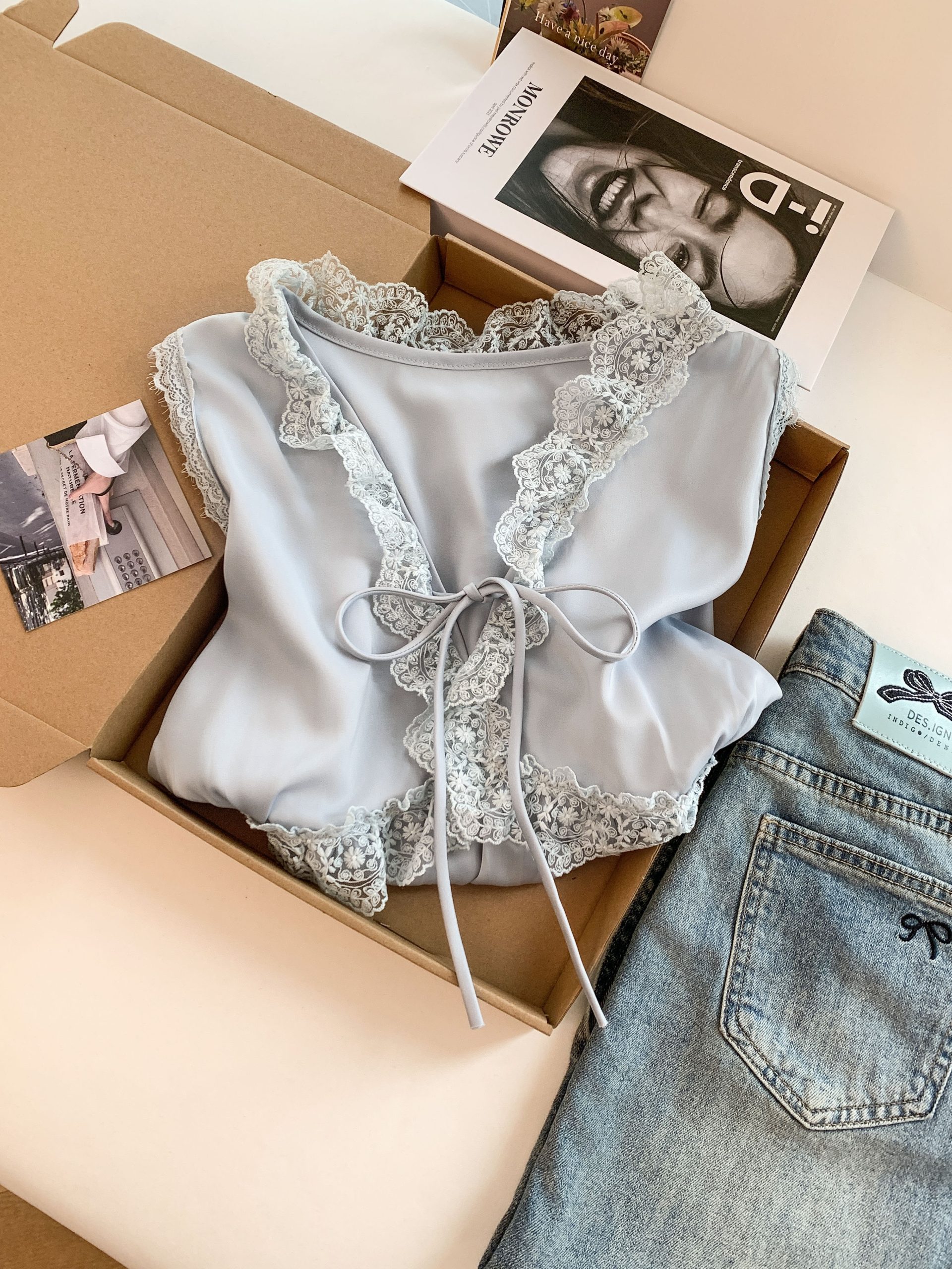 french-lace-trim-v-neck-womens-shirt-summer-2026-loose-fit-short-sleeve-top_1 French Lace Trim V-Neck Women's Shirt Summer 2026 Loose Fit Short Sleeve Top