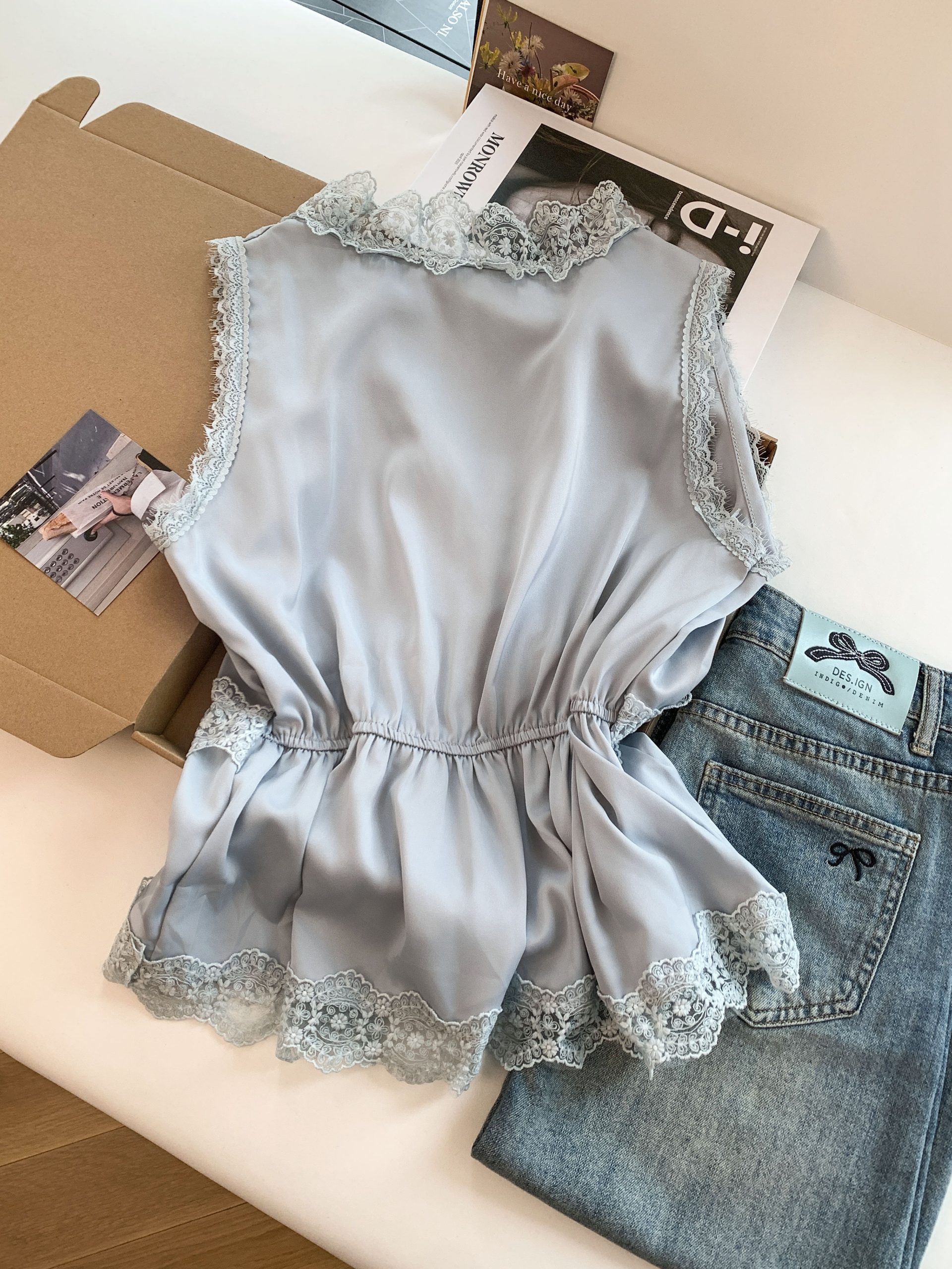 french-lace-trim-v-neck-womens-shirt-summer-2026-loose-fit-short-sleeve-top_3 French Lace Trim V-Neck Women's Shirt Summer 2026 Loose Fit Short Sleeve Top