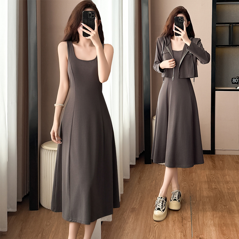 Plus Size Two-Piece A-Line Dress with Long Sleeves and Two Ways to Wear