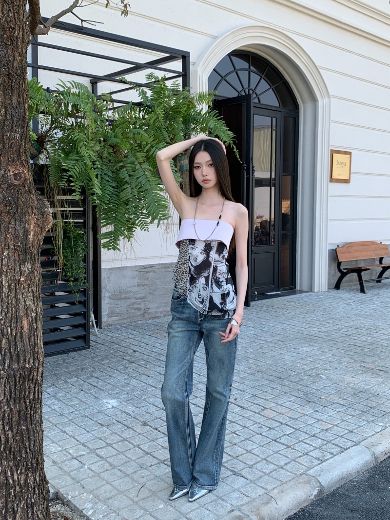 retro-print-satin-cami-top-with-ruched-bust-detail_1 Retro Print Satin Cami Top with Ruched Bust Detail