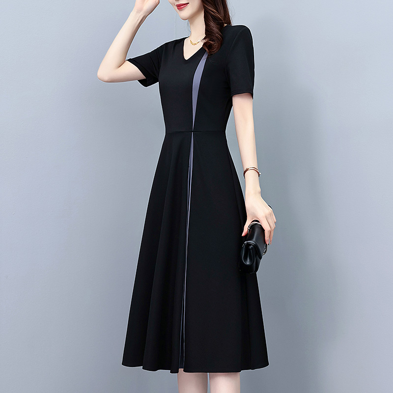 summer-plus-size-color-block-short-sleeve-slimming-midi-dress_2 Summer Plus Size Color Block Short Sleeve Slimming Midi Dress