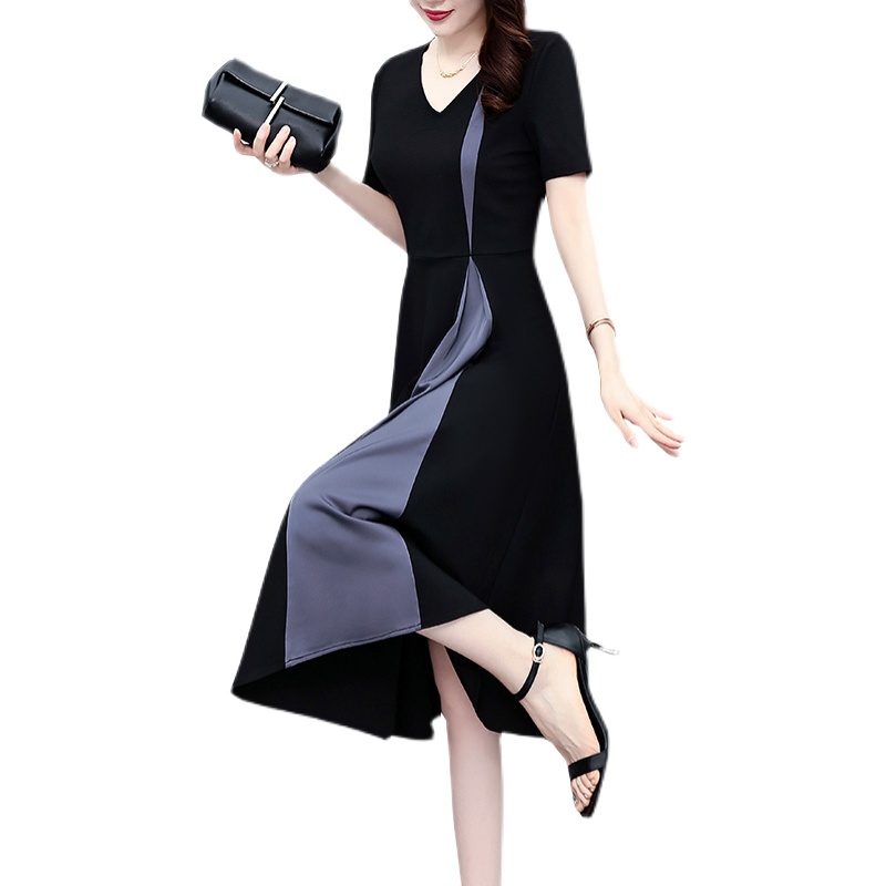 summer-plus-size-color-block-short-sleeve-slimming-midi-dress_4 Summer Plus Size Color Block Short Sleeve Slimming Midi Dress
