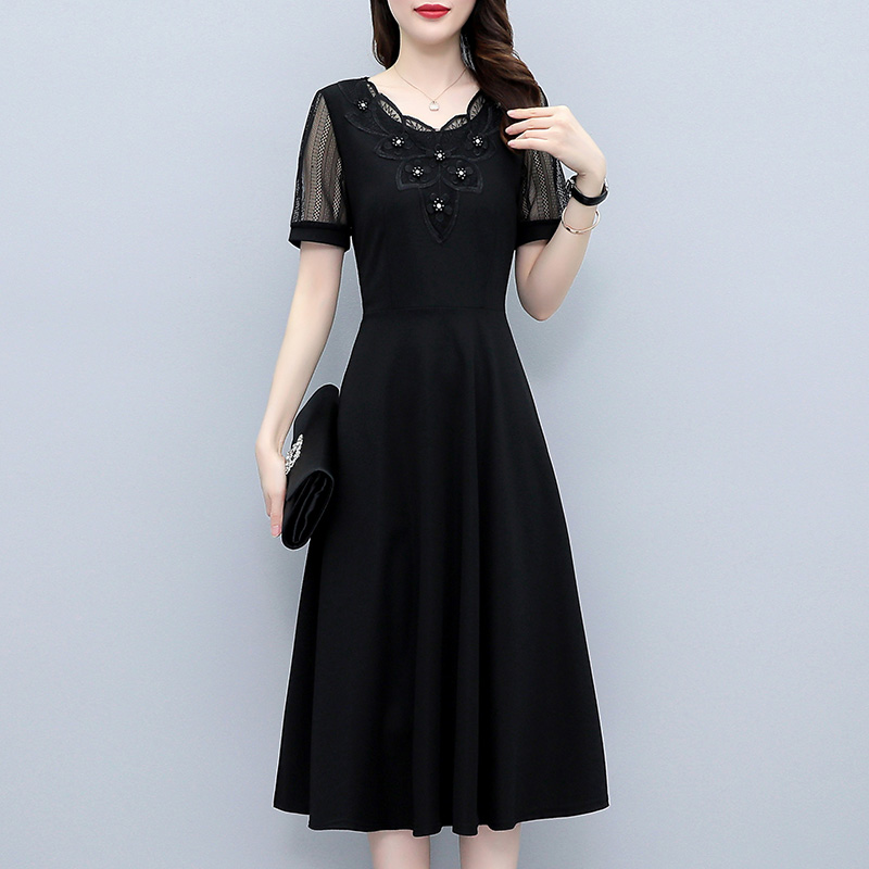 summer-plus-size-hollow-lace-short-sleeve-slimming-midi-dress_1 Summer Plus Size Hollow Lace Short Sleeve Slimming Midi Dress