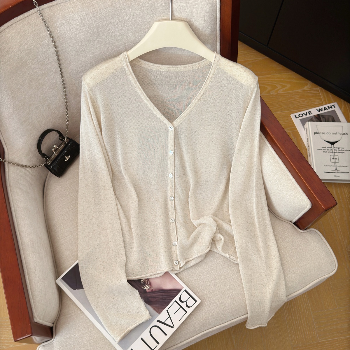 Women's Lightweight Knit Cardigan Summer Sun Protection Long Sleeve Loose Fit