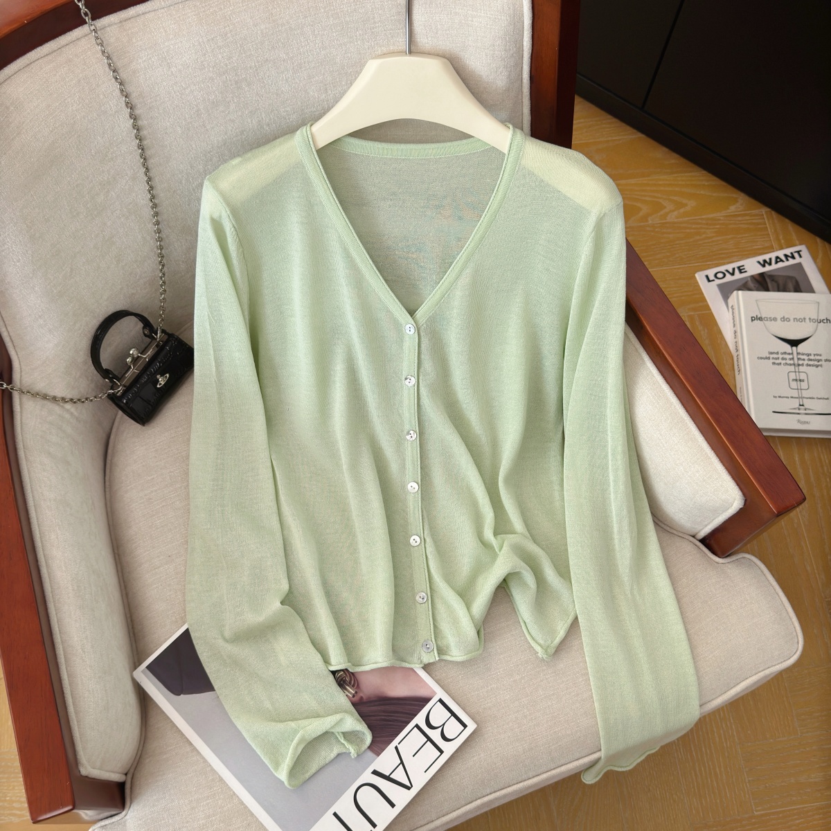 Women's Lightweight Knit Cardigan Summer Sun Protection Long Sleeve Loose Fit