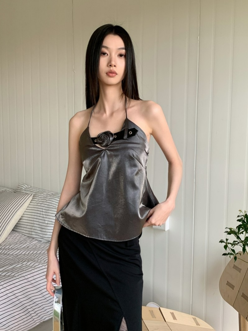 womens-rose-halter-camisole-top-sweet-and-spicy-cropped-vest_2 Women's Rose Halter Camisole Top Sweet and Spicy Cropped Vest