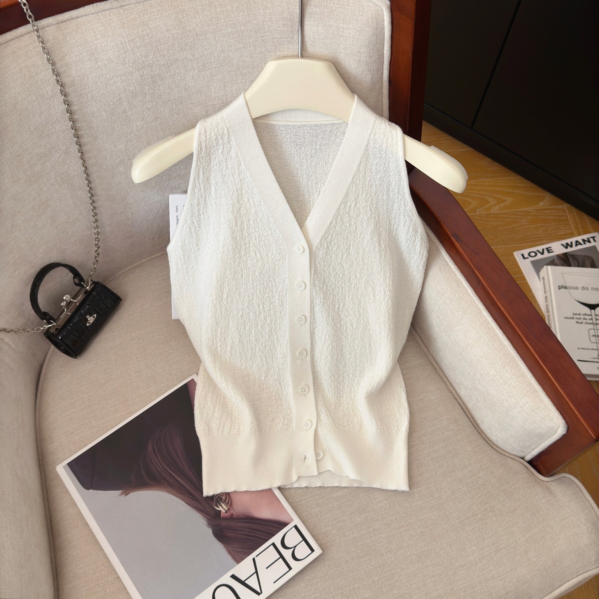 Women's Sleeveless Knit Cardigan Summer Solid Color Soft Top